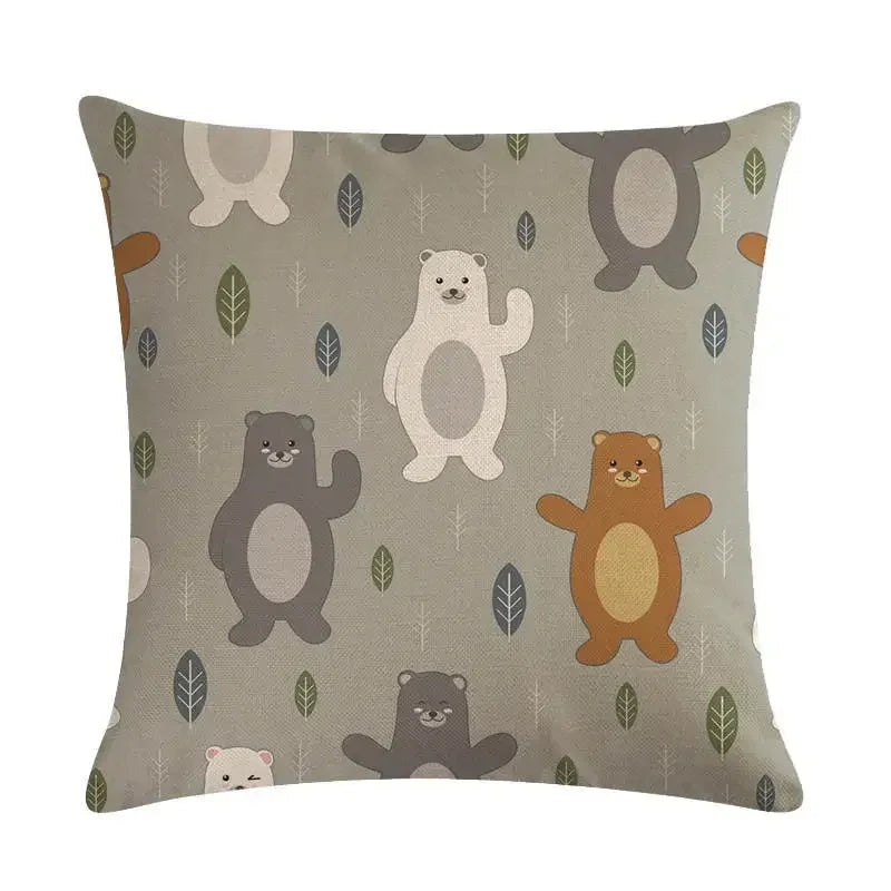 Nordic Cartoon Animal Print Linen Pillowcase for Axyaa Brand