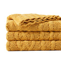 Axyaa Chenille Plaid Throw Blanket - Soft & Thick Knitted Bedspread