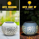 Axyaa Solar LED Garden Lantern: Elegant Metal Elliptical Design, Waterproof with Shadow Projection