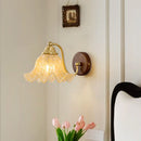 Axyaa Glass Flower LED Wall Light Bedroom Vintage Pull Chain Switch Bedside Sconce