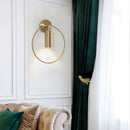 Axyaa Circle LED Wall Lamp: Nordic Wrought Iron Sconces for Bedroom and Home Decor