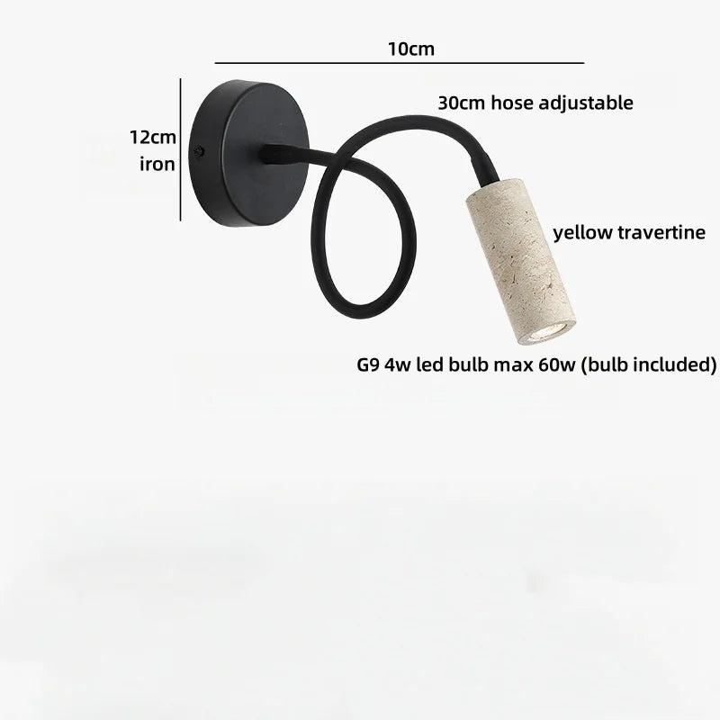 Axyaa Nordic LED Wall Lamp Bedroom Bedside Up Down Rotate Black Iron Stone Mirror Light