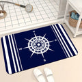 Axyaa Blue Emblem Pattern Diatom Mud Floor Mat: Super Non-Slip & Absorbent
