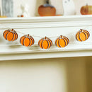 Axyaa Halloween Pumpkin Garland Banner with Black Bows & Wooden Shapes