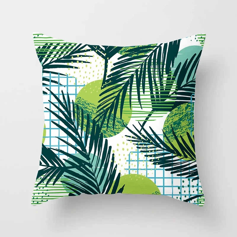 Axyaa Tropical Green Plants Pattern Cushion Cover for Sofas and Decor