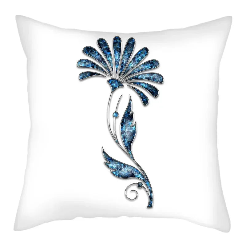 Axyaa Blue Flower Pattern Pillow Case