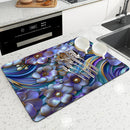 Axyaa Flower Kitchen Absorbent Mat - Quick Dry Dish Drying & Bathroom Drain Pad