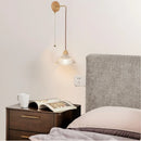 Axyaa Clear Glass LED Wall Lights with Wood Pull Chain Switch