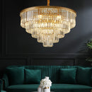 Axyaa Black Gold LED Crystal Ceiling Chandelier - Modern Loft Light Fixture