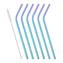 Axyaa Rainbow Stainless Steel Drinking Straws, 6pcs Bent Tube Set