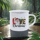 Axyaa Christmas Enamel Mugs, Santa Snowman Reindeer Design, Festive Xmas Party Cup