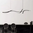 Axyaa Matte Black Led Pendant Chandelier for Kitchen Island Dining Room