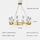 Axyaa Crystal LED Pendant Chandelier - Modern Copper Retro Light Luxury for Home Décor