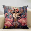 Axyaa Vintage African Indian Sexy Girl Women Oil Painting Cushion Cover