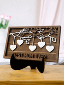 BEST MOM EVER Wooden Plaque with Hanging Hearts, Axyaa 3D Engraved Table Decor