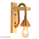 Axyaa Industrial Hemp Rope Wall Lamp Wood Sconce E27 Loft Indoor Outdoor Light