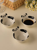 Axyaa Panda Ceramic Dipping Dish, Mini Fruit Bowl, Steamer, Snack Bowl - Home & Restaurant Tableware