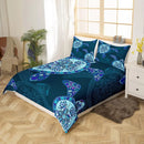Luxurious Sea Turtle Print Duvet Set by Axyaa - Microfiber Comforter Bedding with 2 Shams