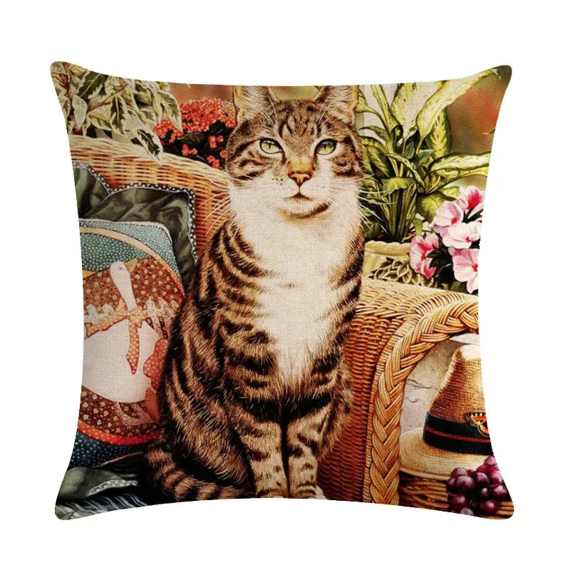 Axyaa Cat Series Linen Pillowcase 45x45cm