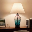 Axyaa Glass Floor Lamp with Fabric Lampshade & LED for Living Room, Bedroom, Study Lighting