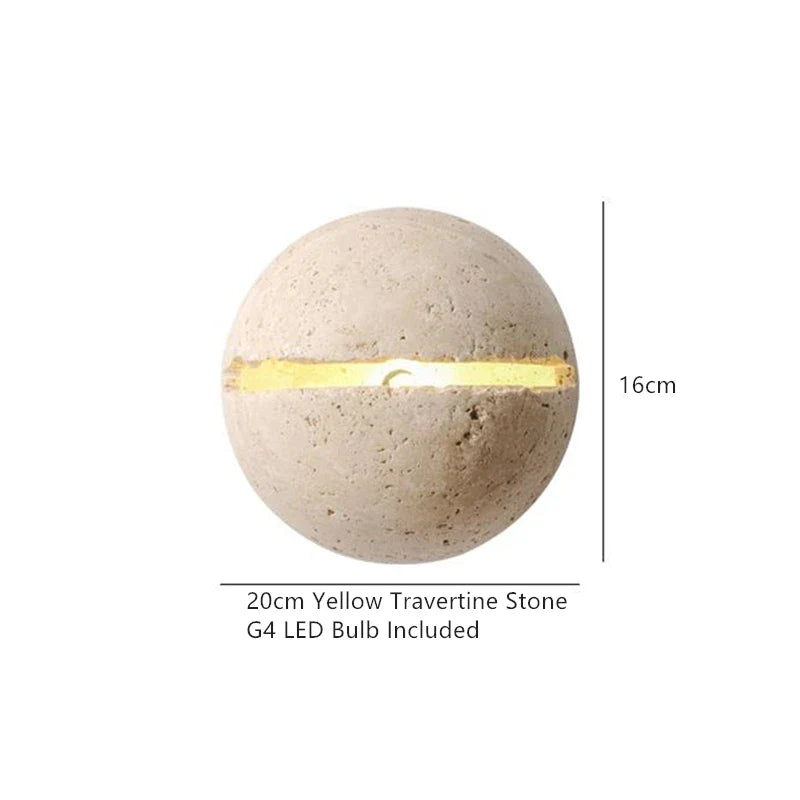 Axyaa Round Yellow Travertine LED Wall Light for Creative Room Decor