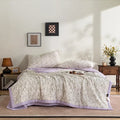 Axyaa Double-Layer Yarn Soybean Summer Quilt Set - Cotton Printed Bubble Design