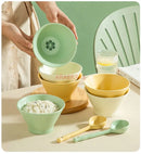 Axyaa Ceramic Horn Bowl Set - High Foot, High Aesthetic, Anti-Scalding Hat Bowl