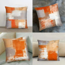 Axyaa Abstract Orange & White Pattern Pillow Cover for Sofa, Bedroom, Car