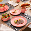 Axyaa Pink Porcelain Dinner Set 16/32/48-Piece Service for 4/8/12