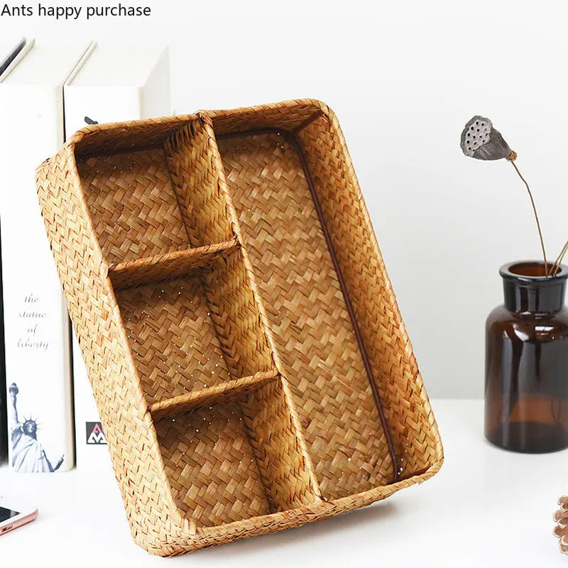 Axya Handmade Weave Storage Basket with Compartments