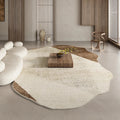 Axyaa Brown Plush Irregular Rug - Fluffy Soft Bedroom/Area Carpet for Retro Living Room