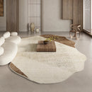 Axyaa Brown Plush Irregular Rug - Fluffy Soft Bedroom/Area Carpet for Retro Living Room