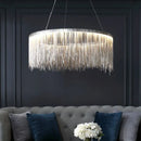 Axyaa Tassel Pendant Light for Living Room Bedroom, Chrome Circular Bohemian Hanging Lamp