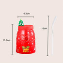 Axyaa Christmas Tree Ceramic Mug Set - Santa Claus Coffee Cup with Lid, Straw