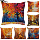 Axyaa Retro Landscape Oil Painting Linen Pillowcase 45*45cm for Living Room Sofa