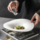 Axyaa White Ceramic Soup Plate - High-end Deep Dish Irregular Shaped Bowl
