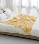 Axyaa Yellow Striped Throw Blanket with Fringe - Soft Multi Color Accent for Home & Travel