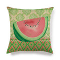 Axyaa Watermelon Pineapple Banana Printed Linen Cushion Cover for Sofa Couch 45X45CM