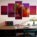 Axyaa Red Apples Dew Drops 5-Piece Canvas Wall Art Set