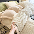 Axyaa Plush Fleece Carved Velvet Bedding Set - 4Pcs Warm & Cozy Collection