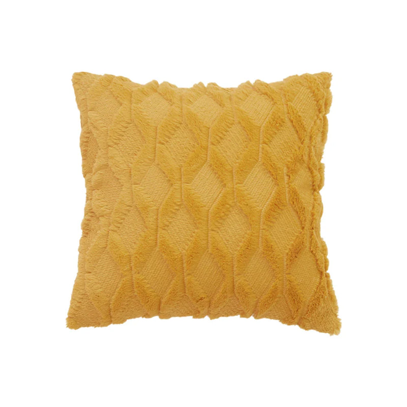 Axyaa Yellow Plush Pillow Cover - 45x45 Cushion for Home Decor
