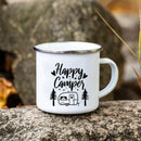 Axyaa Campfire Enamel Mug | Happy Camping Adventure Cups | Camper Van Gift
