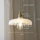 Axyaa Green Glass LED Pendant Lamp with Copper Wood Handle
