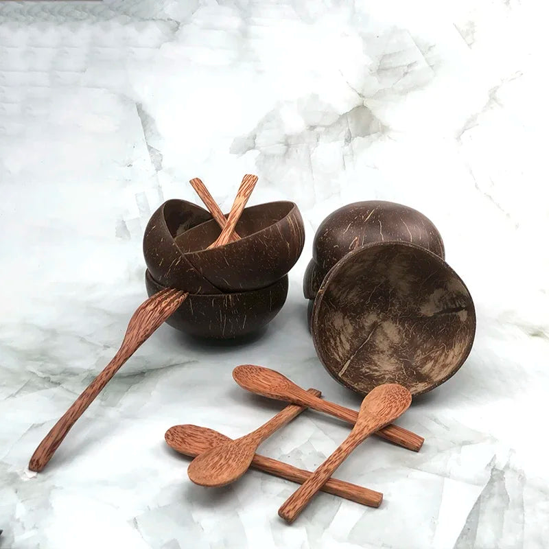 Axya Coconut Wooden Kitchenware Set: Bowl, Spoon, Salad, Noodle, Pasta, Dessert, Mousse