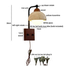 Axyaa LED Wall Lights Yellow Travertine White Glass Wood Wabi Sabi Bedside Lamp