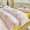 Axyaa Solid Color Cotton 4-Piece Set: Mattress, Bed Sheet, Quilt Cover - Super Soft