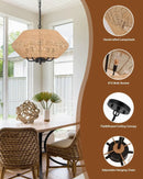 Axyaa 5-Light Rattan Chandelier for Kitchen Bedroom Living Room.
