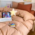 Axyaa Solid Color Cotton 4-Piece Set: Mattress, Bed Sheet, Quilt Cover - Super Soft