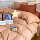 Axyaa Solid Color Cotton 4-Piece Set: Mattress, Bed Sheet, Quilt Cover - Super Soft