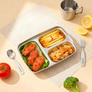 Axyaa Stainless Steel Kids Dinner Plate with Dividers Large Capacity Dishes